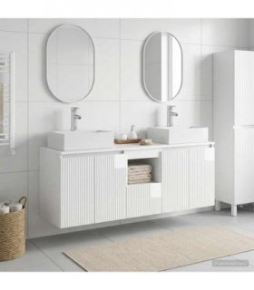 vidaXL Bathroom Cabinet Set 3 pcs High Gloss White 129 x 41 x 79.5 cm
