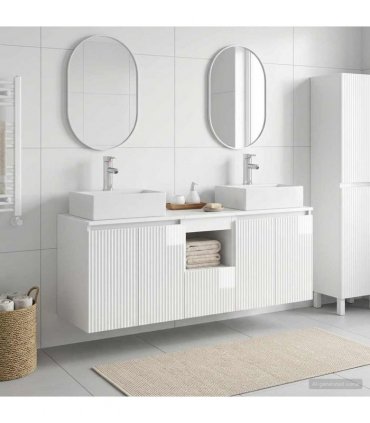 vidaXL Bathroom Cabinet Set 3 pcs High Gloss White 129 x 41 x 79.5 cm