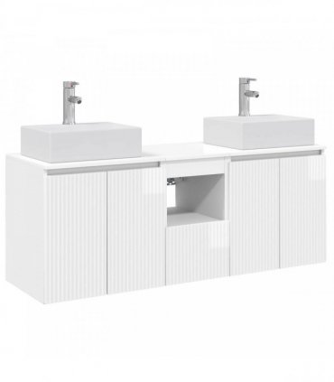 vidaXL Bathroom Cabinet Set 3 pcs High Gloss White 129 x 41 x 79.5 cm