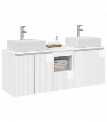 vidaXL Bathroom Cabinet Set 3 pcs High Gloss White 129 x 41 x 79.5 cm