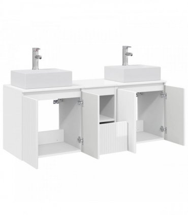 vidaXL Bathroom Cabinet Set 3 pcs High Gloss White 129 x 41 x 79.5 cm