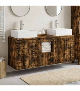 vidaXL Bathroom Cabinet Set 3 pcs Smoked Oak 129 x 41 x 79.5 cm
