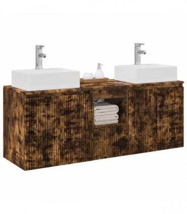 vidaXL Bathroom Cabinet Set 3 pcs Smoked Oak 129 x 41 x 79.5 cm