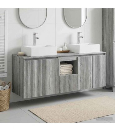 vidaXL Bathroom Cabinet Set 3 pcs Grey Sonoma 129 x 41 x 79.5 cm