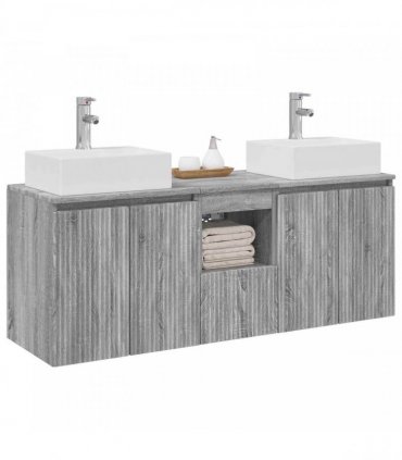 vidaXL Bathroom Cabinet Set 3 pcs Grey Sonoma 129 x 41 x 79.5 cm