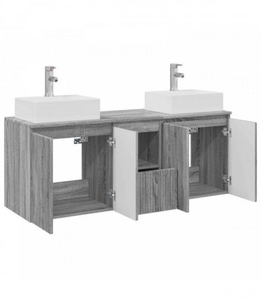 vidaXL Bathroom Cabinet Set 3 pcs Grey Sonoma 129 x 41 x 79.5 cm