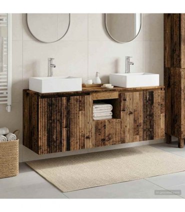 vidaXL Bathroom Cabinet Set 3 pcs Old Wood 129 x 41 x 79.5 cm