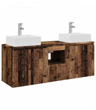 vidaXL Bathroom Cabinet Set 3 pcs Old Wood 129 x 41 x 79.5 cm