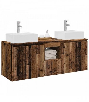 vidaXL Bathroom Cabinet Set 3 pcs Old Wood 129 x 41 x 79.5 cm