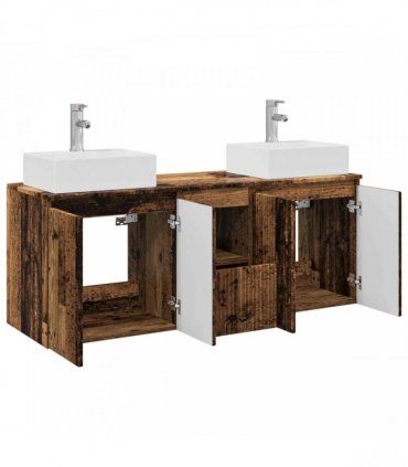 vidaXL Bathroom Cabinet Set 3 pcs Old Wood 129 x 41 x 79.5 cm