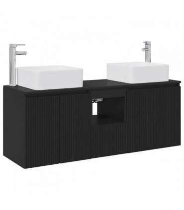 vidaXL Bathroom Cabinet Set 3 pcs Black 135 x 35 x 80 cm