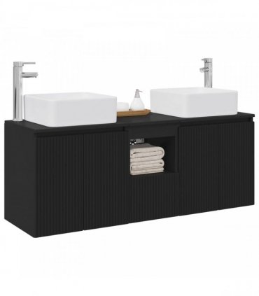 vidaXL Bathroom Cabinet Set 3 pcs Black 135 x 35 x 80 cm