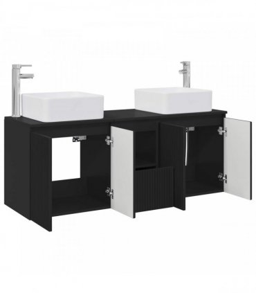 vidaXL Bathroom Cabinet Set 3 pcs Black 135 x 35 x 80 cm