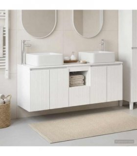 vidaXL Bathroom Cabinet Set 3 pcs High Gloss White 135 x 35 x 80 cm