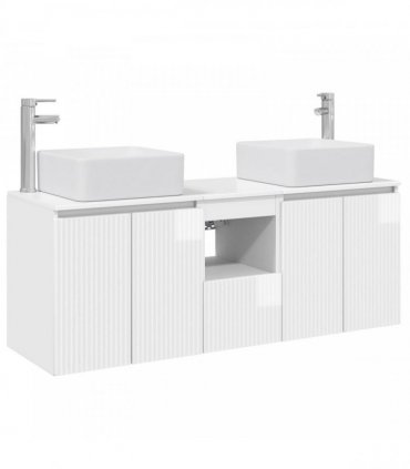 vidaXL Bathroom Cabinet Set 3 pcs High Gloss White 135 x 35 x 80 cm