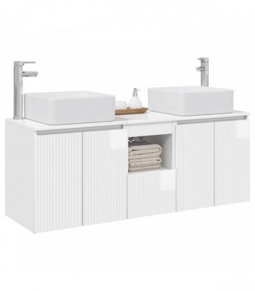 vidaXL Bathroom Cabinet Set 3 pcs High Gloss White 135 x 35 x 80 cm