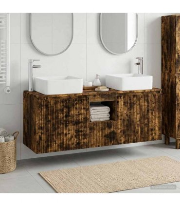 vidaXL Bathroom Cabinet Set 3 pcs Smoked Oak 135 x 35 x 80 cm