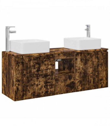 vidaXL Bathroom Cabinet Set 3 pcs Smoked Oak 135 x 35 x 80 cm