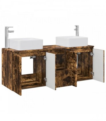 vidaXL Bathroom Cabinet Set 3 pcs Smoked Oak 135 x 35 x 80 cm