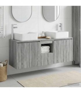 vidaXL Bathroom Cabinet Set 3 pcs Grey Sonoma 135 x 35 x 80 cm