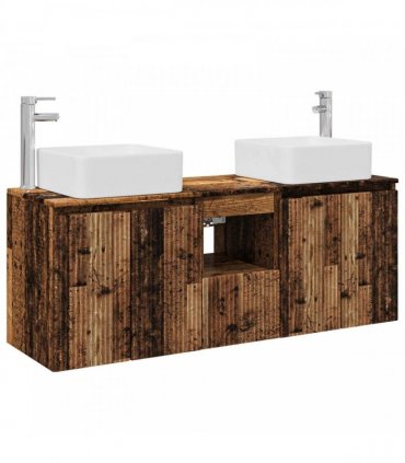 vidaXL Bathroom Cabinet Set 3 pcs Old Wood 135 x 35 x 80 cm