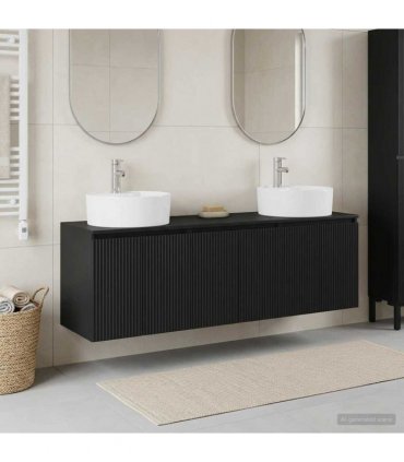 vidaXL Bathroom Cabinet Set 3 pcs Black 161.5 x 44.5 x 82 cm