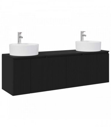 vidaXL Bathroom Cabinet Set 3 pcs Black 161.5 x 44.5 x 82 cm