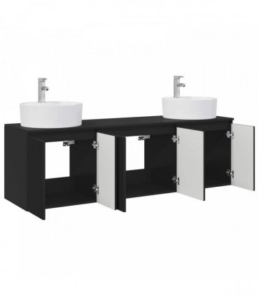 vidaXL Bathroom Cabinet Set 3 pcs Black 161.5 x 44.5 x 82 cm