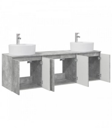 vidaXL Bathroom Cabinet Set 3 pcs Concrete Grey 161.5 x 44.5 x 82 cm