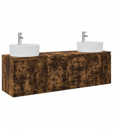 vidaXL Bathroom Cabinet Set 3 pcs Smoked Oak 161.5 x 44.5 x 82 cm