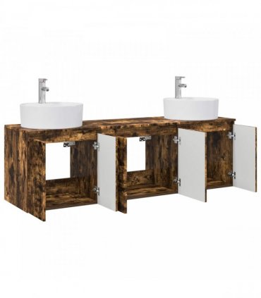 vidaXL Bathroom Cabinet Set 3 pcs Smoked Oak 161.5 x 44.5 x 82 cm