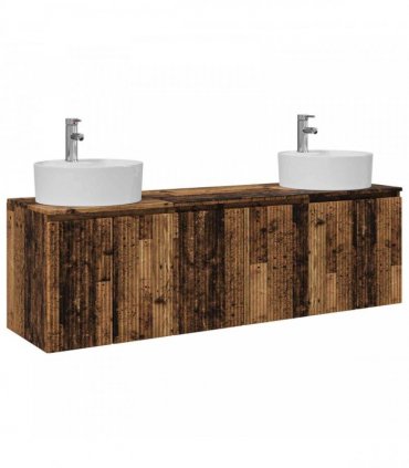 vidaXL Bathroom Cabinet Set 3 pcs Old Wood 161.5 x 44.5 x 82 cm