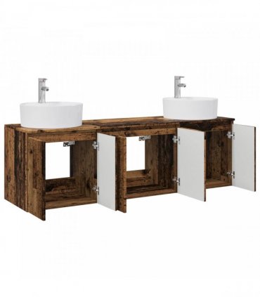 vidaXL Bathroom Cabinet Set 3 pcs Old Wood 161.5 x 44.5 x 82 cm