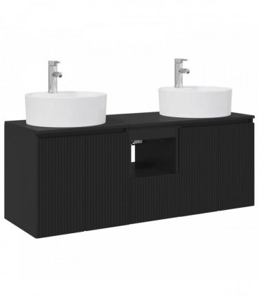vidaXL Wall-mounted Bathroom Cabinet Set 3 pcs Black