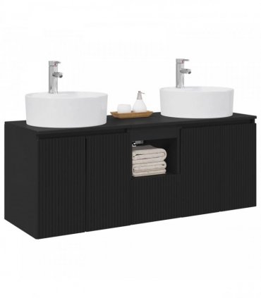 vidaXL Wall-mounted Bathroom Cabinet Set 3 pcs Black