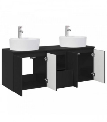 vidaXL Wall-mounted Bathroom Cabinet Set 3 pcs Black