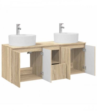 vidaXL Wall-mounted Bathroom Cabinet Set 3 pcs Sonoma Oak