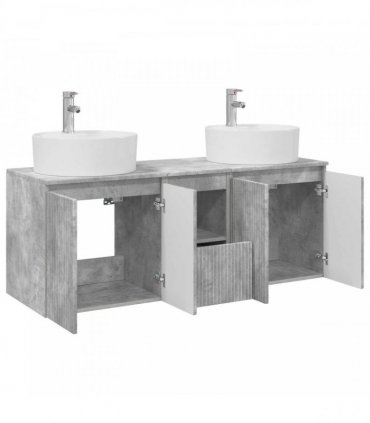 vidaXL Wall-mounted Bathroom Cabinet Set 3 pcs Concrete Grey
