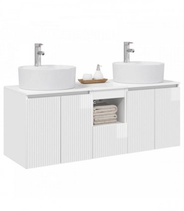 vidaXL Wall-mounted Bathroom Cabinet Set 3 pcs High Gloss White