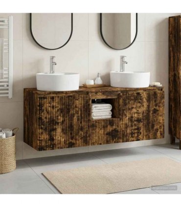 vidaXL Wall-mounted Bathroom Cabinet Set 3 pcs Smoked Oak
