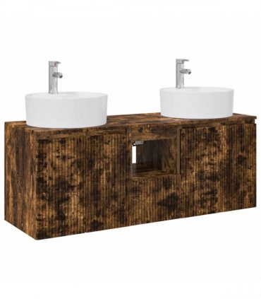 vidaXL Wall-mounted Bathroom Cabinet Set 3 pcs Smoked Oak