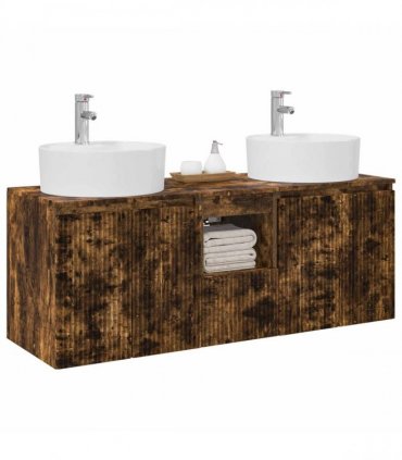 vidaXL Wall-mounted Bathroom Cabinet Set 3 pcs Smoked Oak