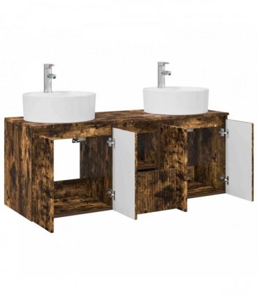 vidaXL Wall-mounted Bathroom Cabinet Set 3 pcs Smoked Oak