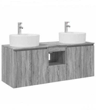 vidaXL Wall-mounted Bathroom Cabinet Set 3 pcs Grey Sonoma