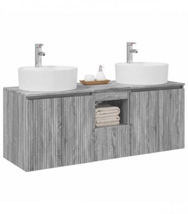 vidaXL Wall-mounted Bathroom Cabinet Set 3 pcs Grey Sonoma
