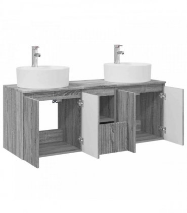 vidaXL Wall-mounted Bathroom Cabinet Set 3 pcs Grey Sonoma