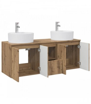 vidaXL Wall-mounted Bathroom Cabinet Set 3 pcs Artisan Oak