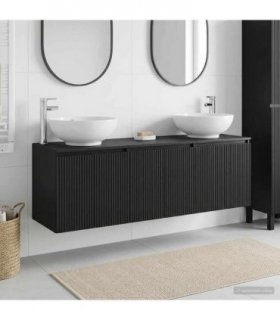 vidaXL Bathroom Cabinet Set 3 pcs Black 161.5 x 44.5 x 80 cm