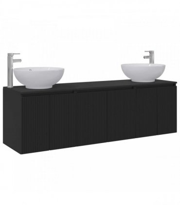 vidaXL Bathroom Cabinet Set 3 pcs Black 161.5 x 44.5 x 80 cm