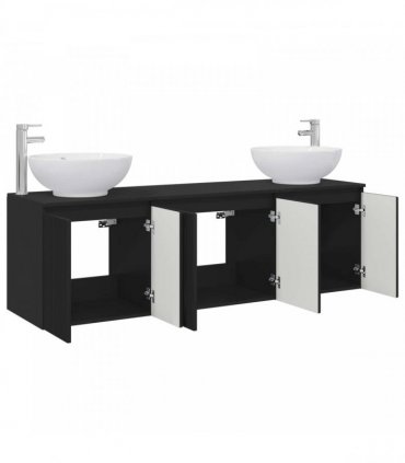 vidaXL Bathroom Cabinet Set 3 pcs Black 161.5 x 44.5 x 80 cm